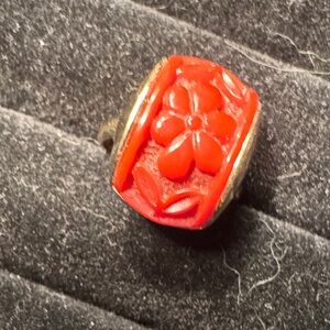 Floral Red and Gold Women's Ring